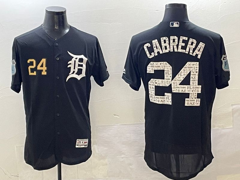 Men Detroit Tigers #24 Cabrera Black Fashion Elite 2025 Nike MLB Jersey style 4